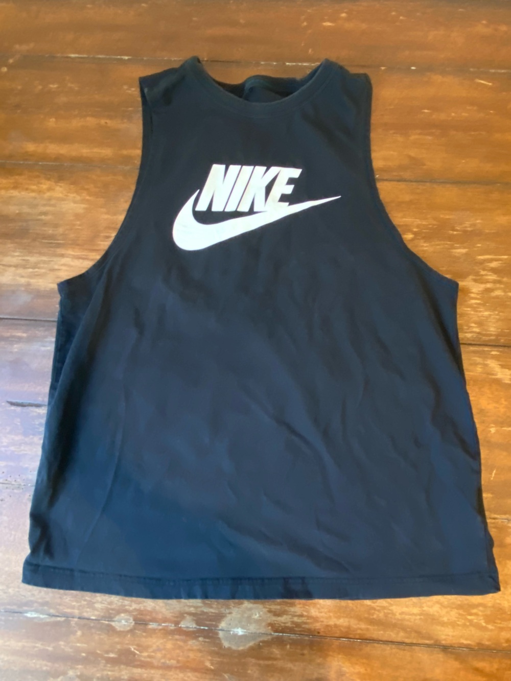 Mens Nike Swoosh Tank 100% Cotton Work Chore Sleeveless Tank Large Black